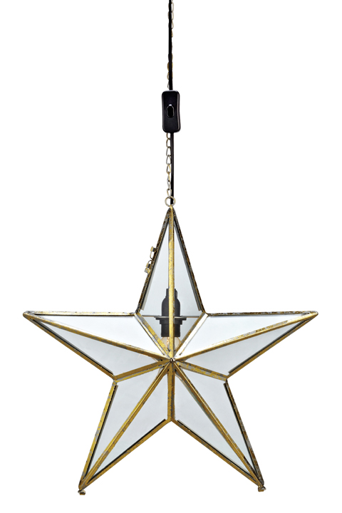 MARKSLÖJD ANSGAR GLASS STAR 50CM. ROUGH GOLDEN STYLE.