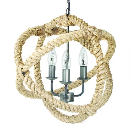 METAL CEILING LAMP W/ROPE 48X48X48/140