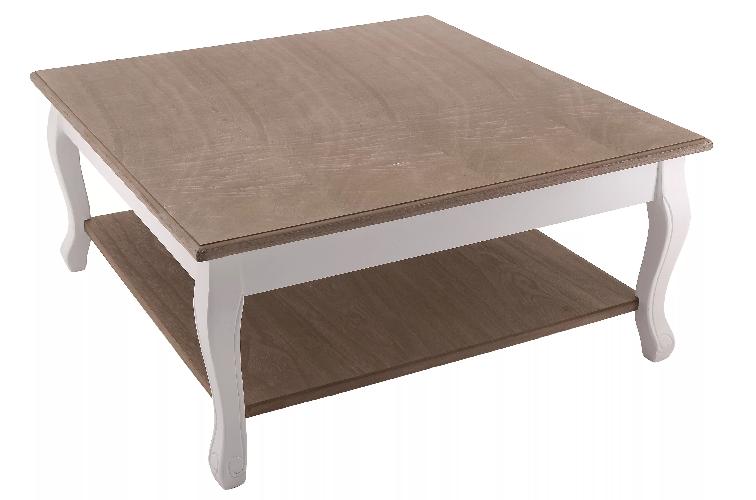 WOODEN TABLE NATURAL W/WHITE LEGS 80X80X35