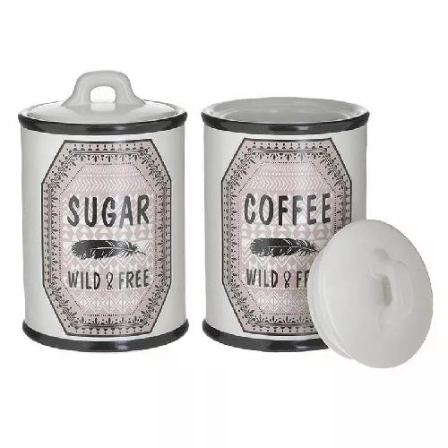 Coffee/Sugar Jar Set Of 2