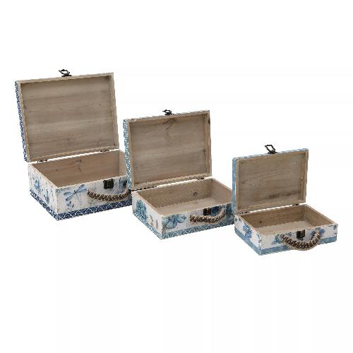 S/3 SUITCASE/BOX IN BLUE/WHITE COLOR 34X27X14