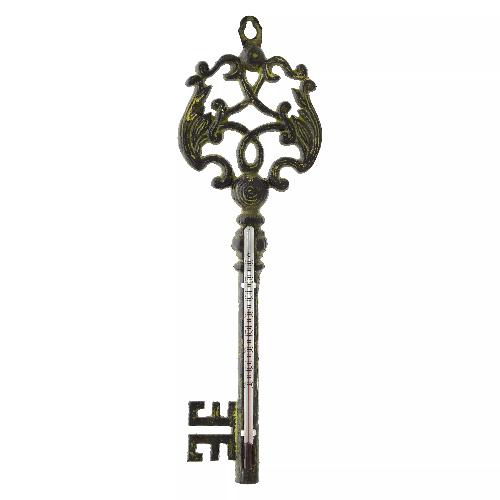 METAL KEY DECO W/THERMOMETER ΙΝ OLIVE COLOR 5X1X28