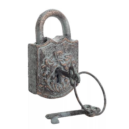 METAL KEY LOCK IN GOLD/GREEN COLOR W/KEYS 8X2X13