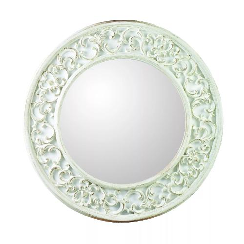 POLYRESIN WALL MIRROR IN ANTIQUE WHITE COLOR 2H D-80(4)