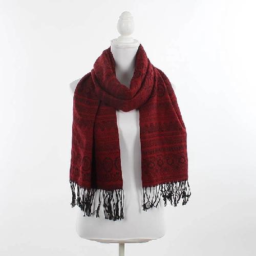 ACRYLIC KNITTED SCARF IN RED/BLACK COLOR 62X190