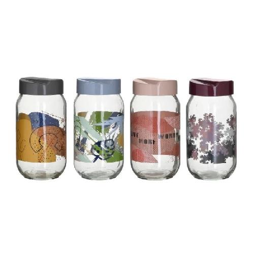 GLASS/PL STORAGE CANISTER 4 DESIGNS 1L Φ10Χ19